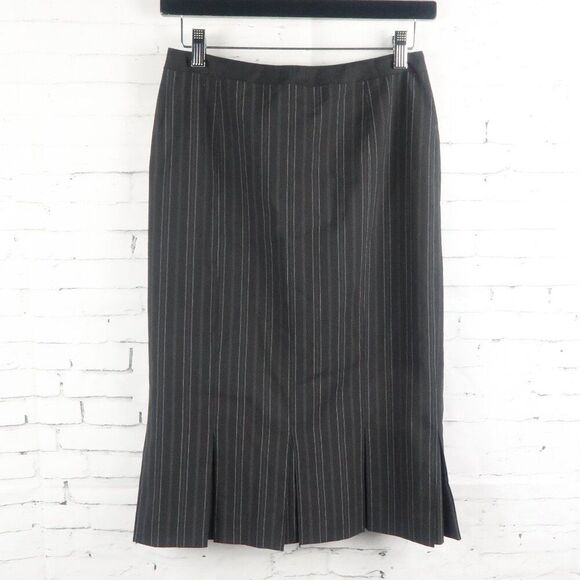 SEMANTIKS BLACK PIN STRIPE TULIP PENCIL SKIRT WITH PLEATED HEM DETAIL SIZE 0 - Picture 1 of 6
